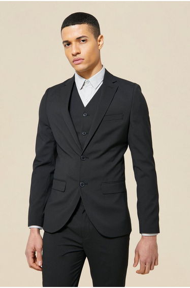 Super Skinny Single Breasted Suit Jacket - black