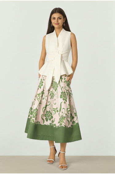 Floral Pleated Skirt