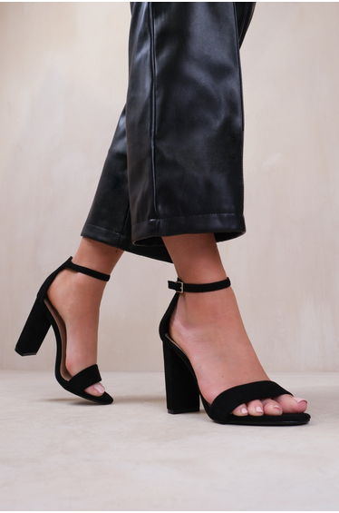 SKYE STRAPPY BLOCK HEELS WITH BUCKLE IN BLACK