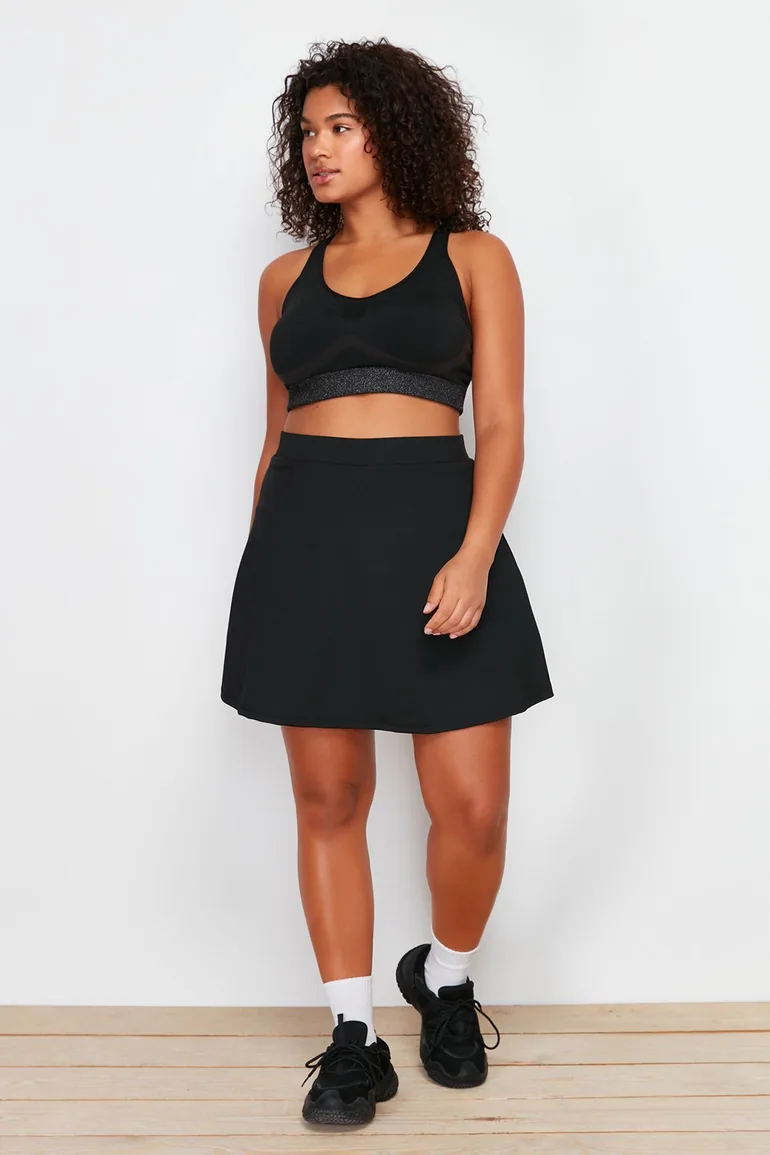 Black 2 Layer Sports Shorts Skirt - 1