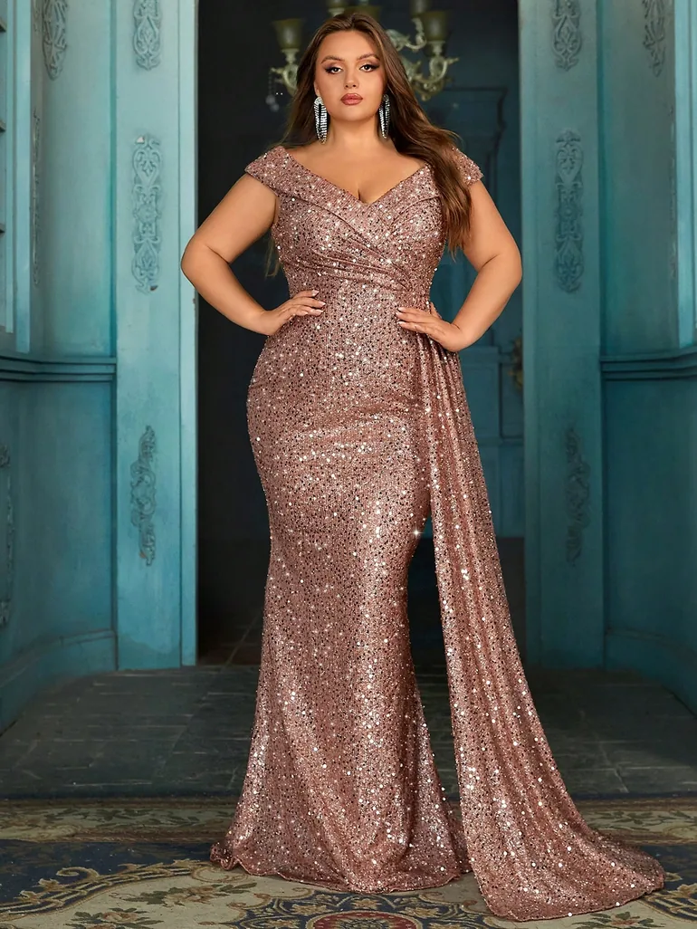 plus size gold mermaid dress Mermaid Plus Size Dresses Elonnashop