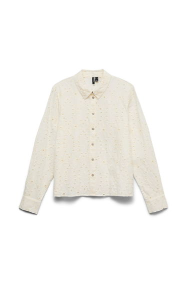 Openwork Broderie Anglaise Blouse with Long Sleeves