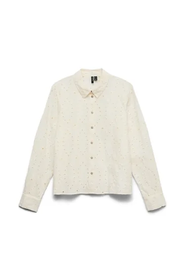 Openwork Broderie Anglaise Blouse with Long Sleeves