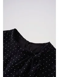 Polka Dot Self-Tie Bowknot Maxi Dress in Black for Evening Parties & Date Nights - 3