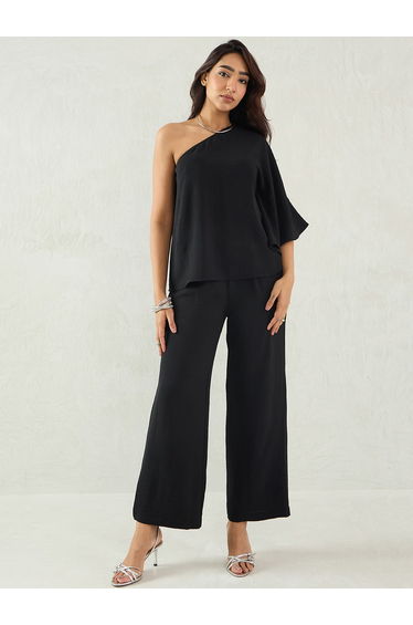 Black One Shoulder Top and Trousers Co-Ords