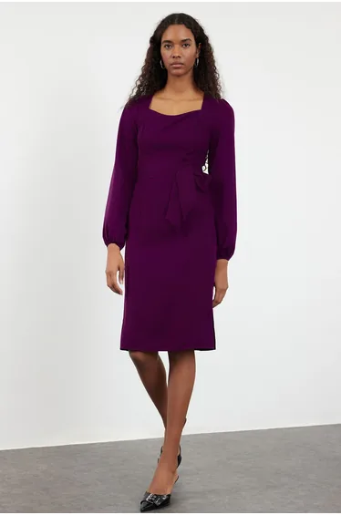 Purple Plain Woven Dress