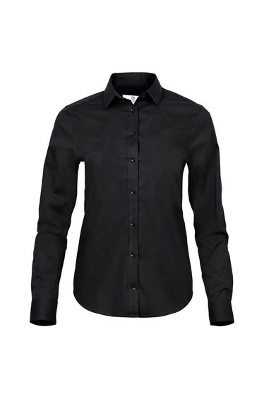 Tee Jays Womens/Ladies Stretch Luxury Long Sleeve Poplin Shirt - Black