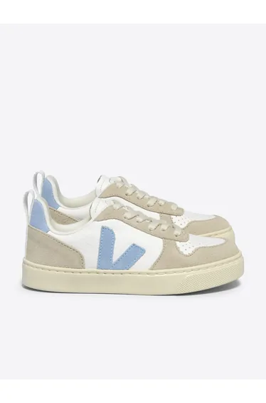 حذاء رياضي أطفال جلد برباط - أبيض