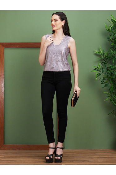 Textured Square Neck Sleeveless Top