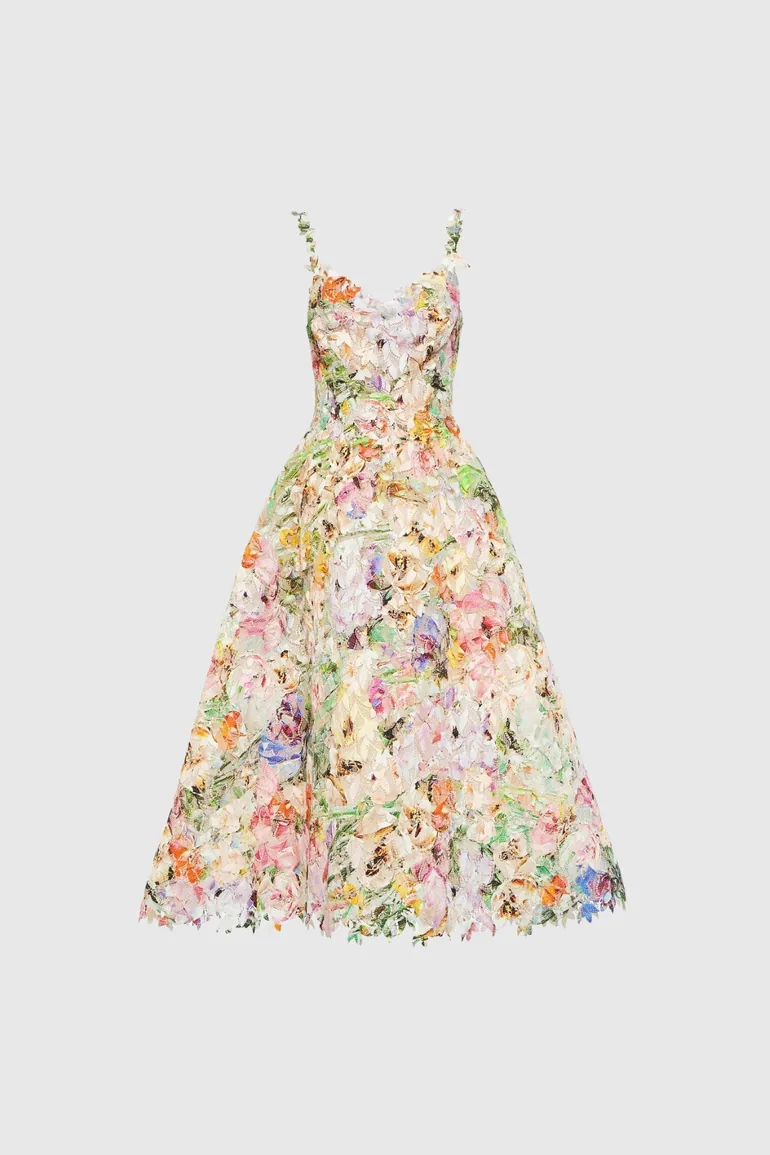 Flaithri Spaghetti Floral Midi Dress - 4