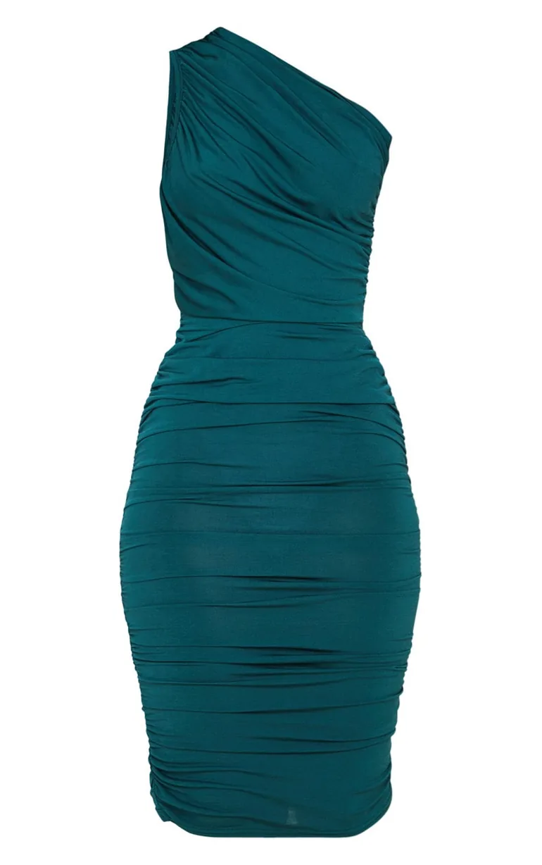 slim fit dress slacks Jluxlabel Women's Slinky Krishna One Shoulder Maxi Dress