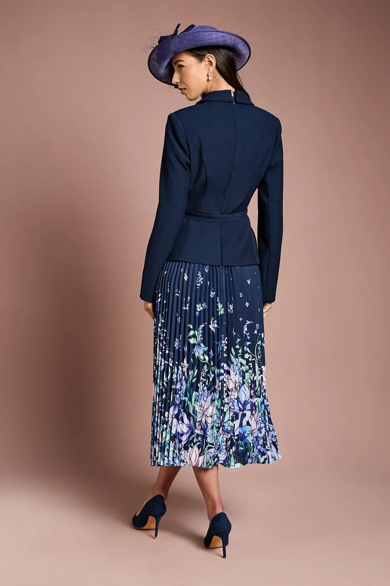 Lisa Tan Tailored Jacket With Pleated Skirt Midi Dress - 2