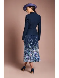 Lisa Tan Tailored Jacket With Pleated Skirt Midi Dress - 2