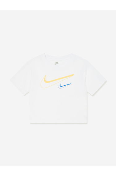 Girls Swoosh Logo Boxy T-Shirt in White