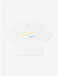 Girls Swoosh Logo Boxy T-Shirt in White