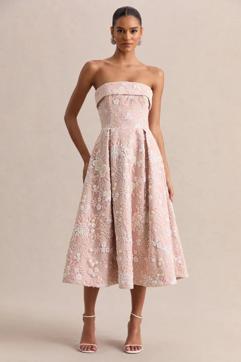 brown midi polka dot dress Davica Chocolate Brown and Cream Polka Dot Midi Dress – Style Cheat