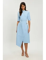 Petite Figure Form Bandage Asymmetric Knit Midi Dress