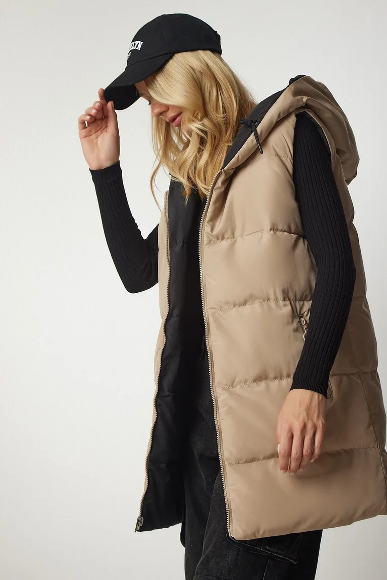 Happiness İStanbul Beige Zipped Vest double face
