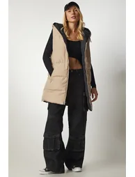 Happiness İStanbul Beige Zipped Vest double face - 4