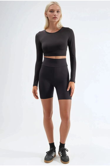 High Waist Soft Textured Biker Shorts Ellie Collection