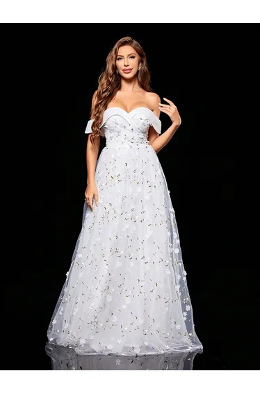 Leely Women's Elegant Off The Shoulder Sleeveless Party Dress