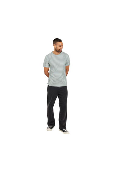Brave Soul Mens Striped Crew Neck T-Shirt - Mint Green/Grey