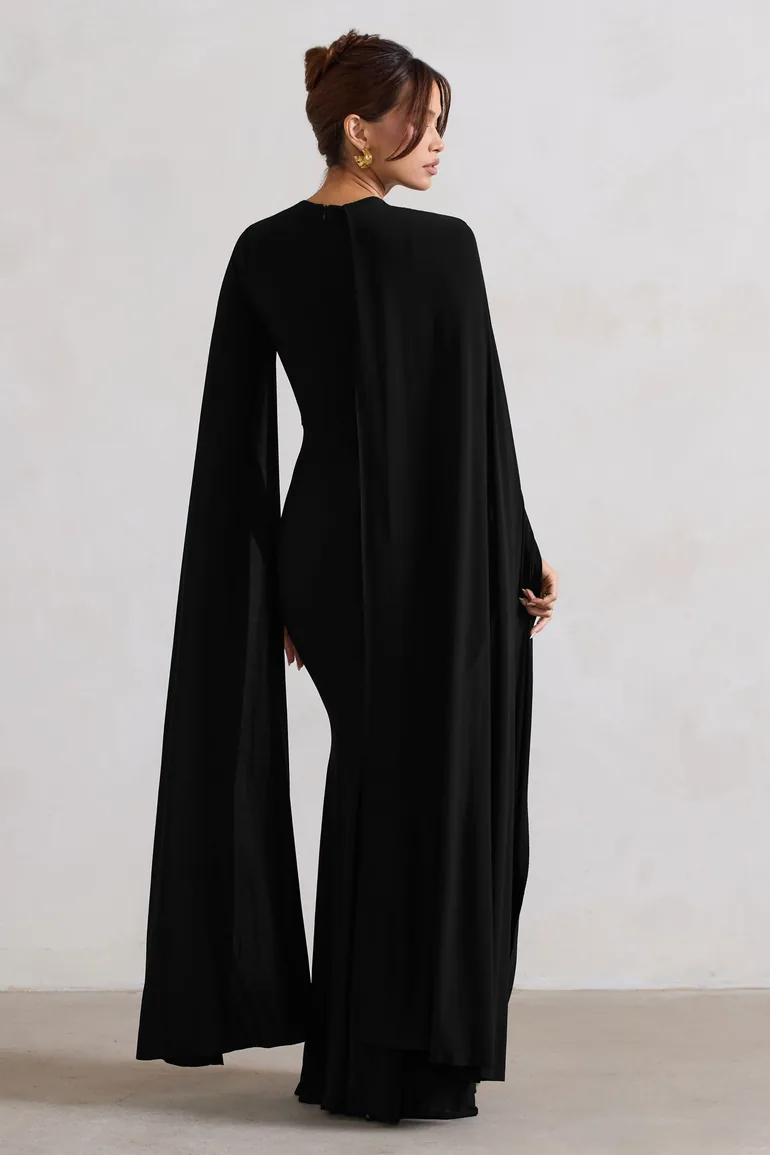 Club L London Black Ruched Bodycon Evening Dress - 1