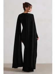 Club L London Black Ruched Bodycon Evening Dress - 1