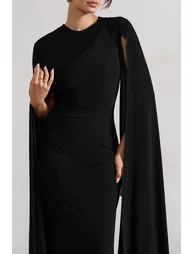 Club L London Black Ruched Bodycon Evening Dress - 2