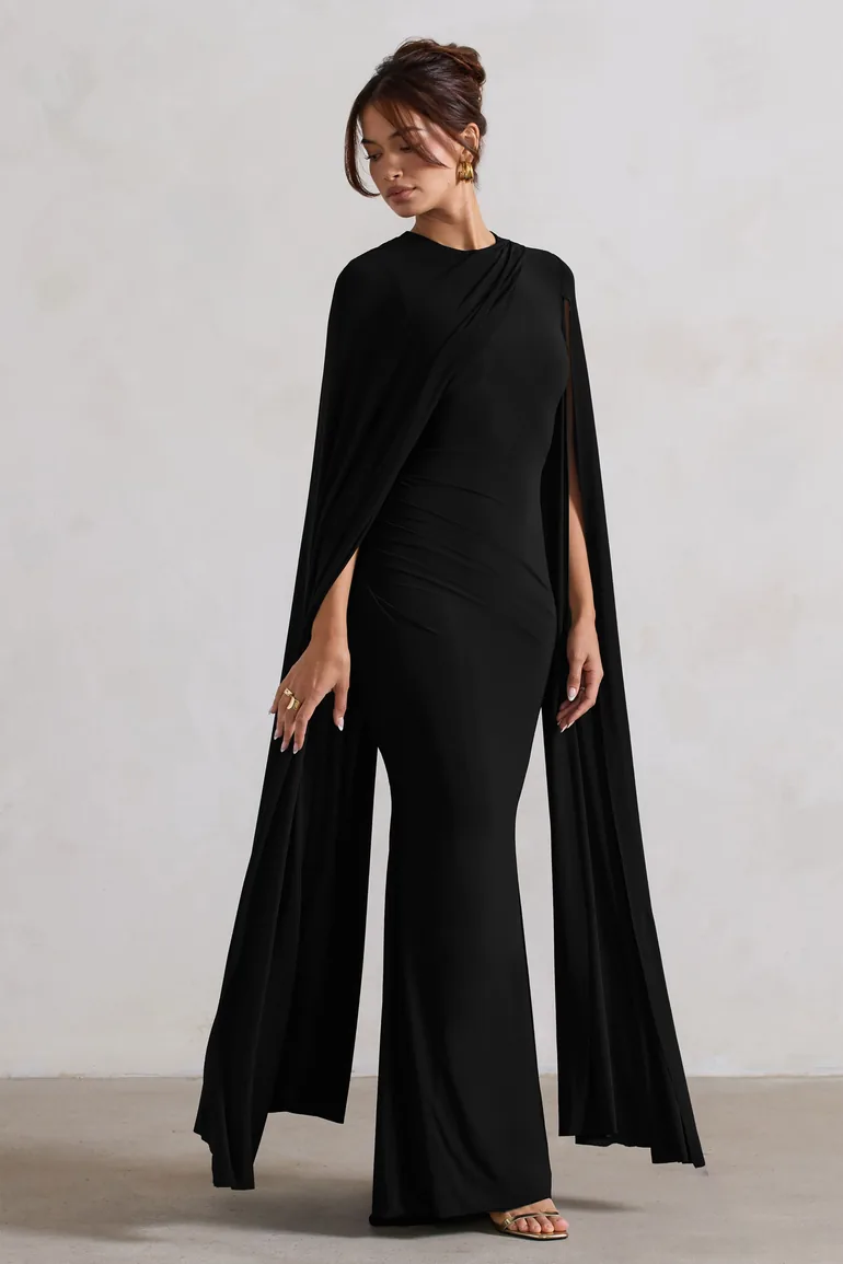 Club L London Black Ruched Bodycon Evening Dress - 4