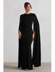 Club L London Black Ruched Bodycon Evening Dress