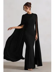Club L London Black Ruched Bodycon Evening Dress - 3