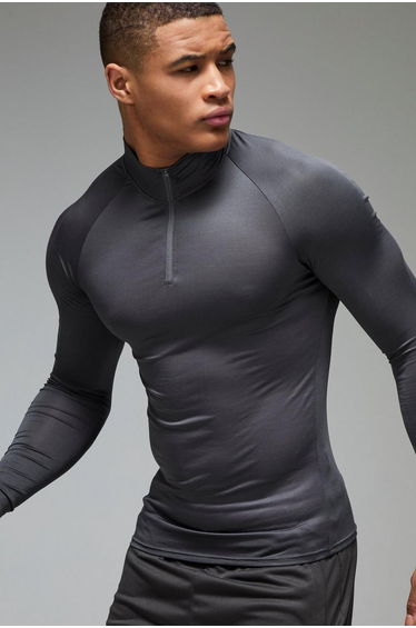 Man Active Lightweight Essentials Gym Raglan Muscle Fit 1/4 Zip