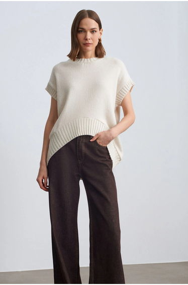 DILVIN Oversized Ribbed Knit Sweater Vest