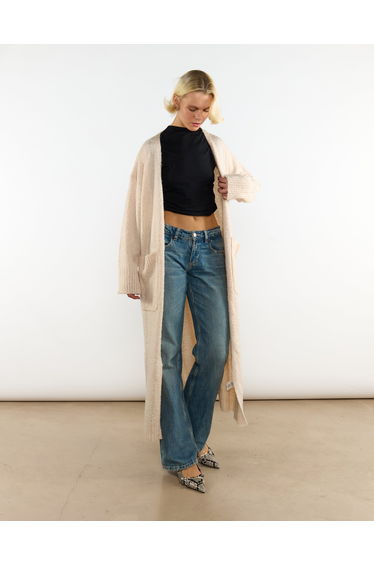 Dark-Cream Oversized Longline-Cardigan