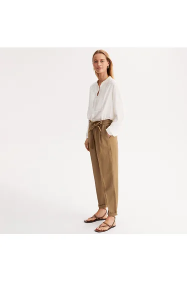 Linen Mix Joggers with Tie-Waist