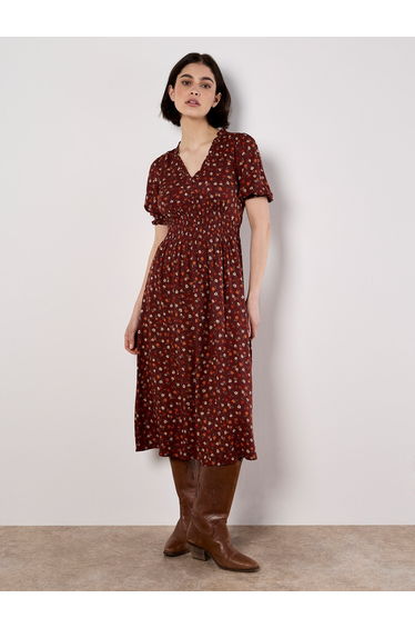 Ditsy Floral Smocked Midi Dress