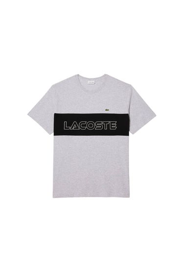 Lacoste Mens Colour Block Heavy Cotton Fitted T-Shirt - Grey