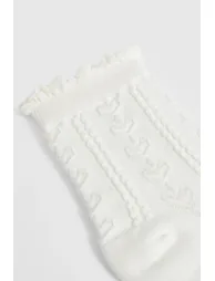 Scallop Edge Openwork Knitted Socks - cream - 2