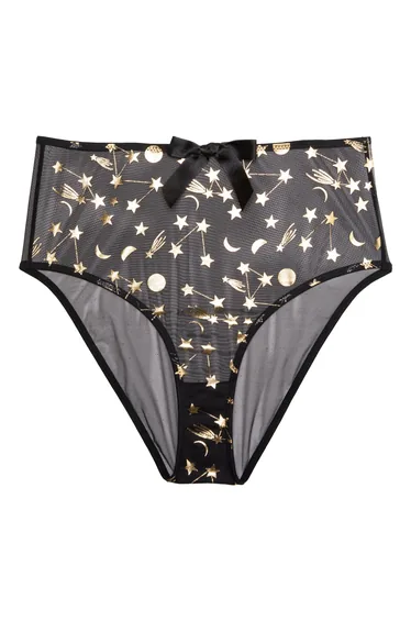 Solar Black and Gold Cosmic Print High Waist Brief