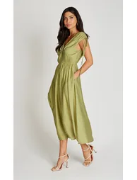 Lime Linen Midaxi Dress