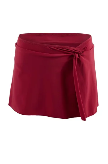 Burgundy Regular Waist Slit Detailed Skirt Bikini Bottom