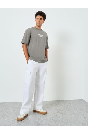 Men Grey Graphic Print Oversized T-Shirt