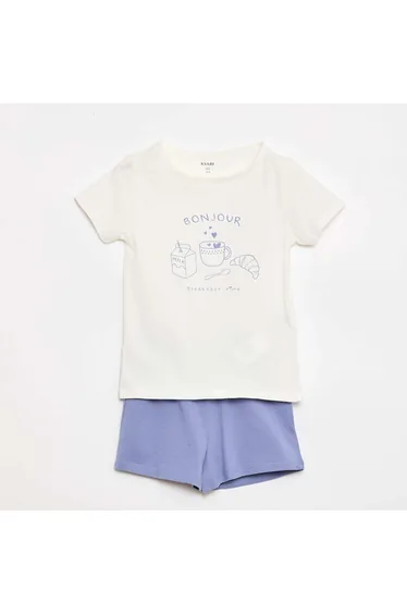 T-shirt and Shorts Pajama Set - 2 Pieces WHITE
