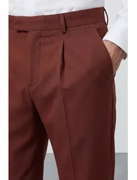 Rust Pleated Relaxed Fit Suit Trouser - 3