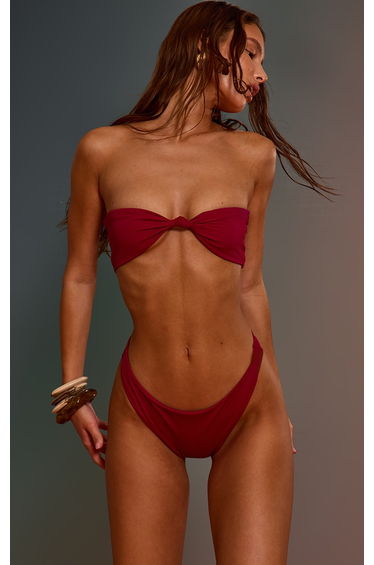 Magenta Bandeau Knot Front Bikini Top