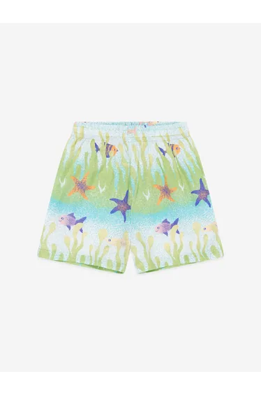 شورت اخضر بطبعة جرافيك