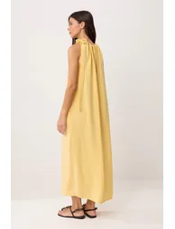 Dark Yellow Midi Woven Dress - 3