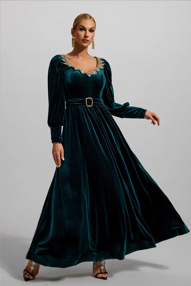 bridesmaid dress sage green vintage 70s green velvet maxi dress main image 1