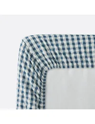 Cottage Blue Fitted Sheet in Seersucker Cotton 30cm - 3